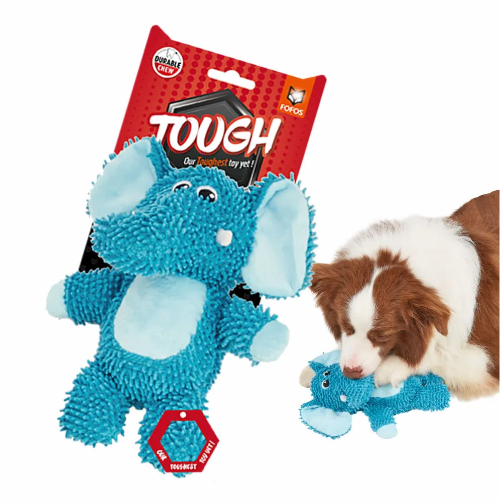 Fofos Elephant Tough Toy for Dogs | For Medium Chewers (Blue)