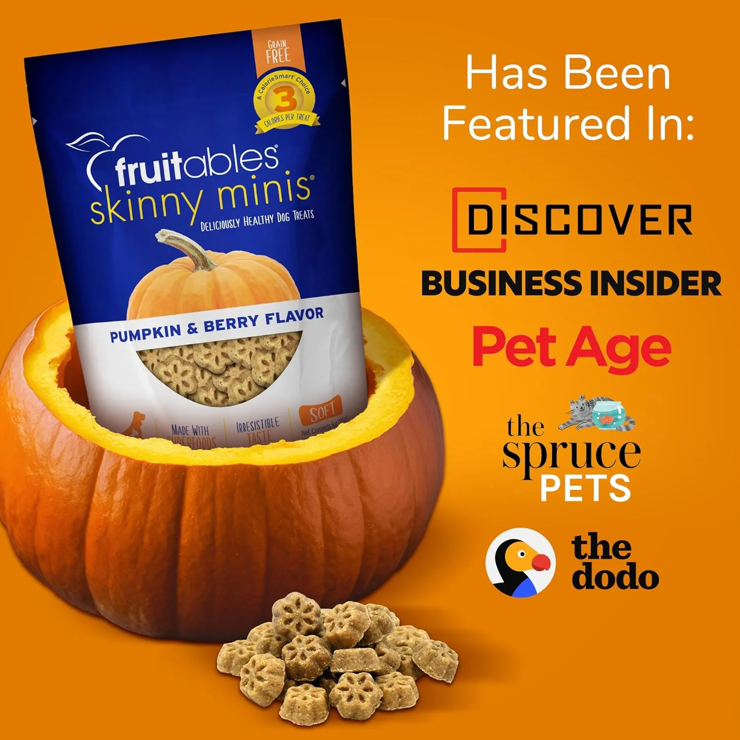 Fruitables Skinny Mini Dog Treats  Healthy, Low Calorie Training Treats  Wheat, Corn & Soy Free  Pumpkin Mango  5 Ounces (Pack of 2)