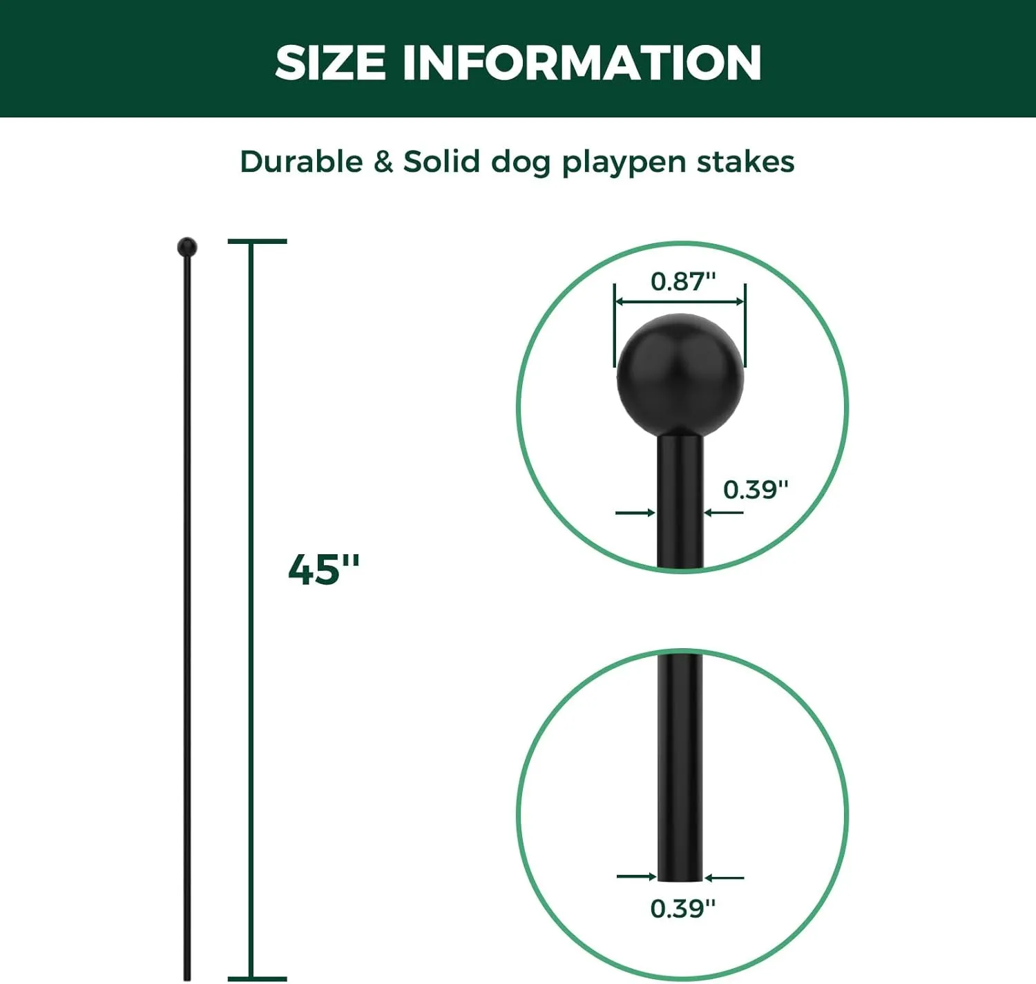 FXW Indoor Dog Playpen Stakes, Additional Long Rods - Metal Post Replacement Pet Exercise Pen Accessories for Indoor Use, 17PCS, 45inch | Patented