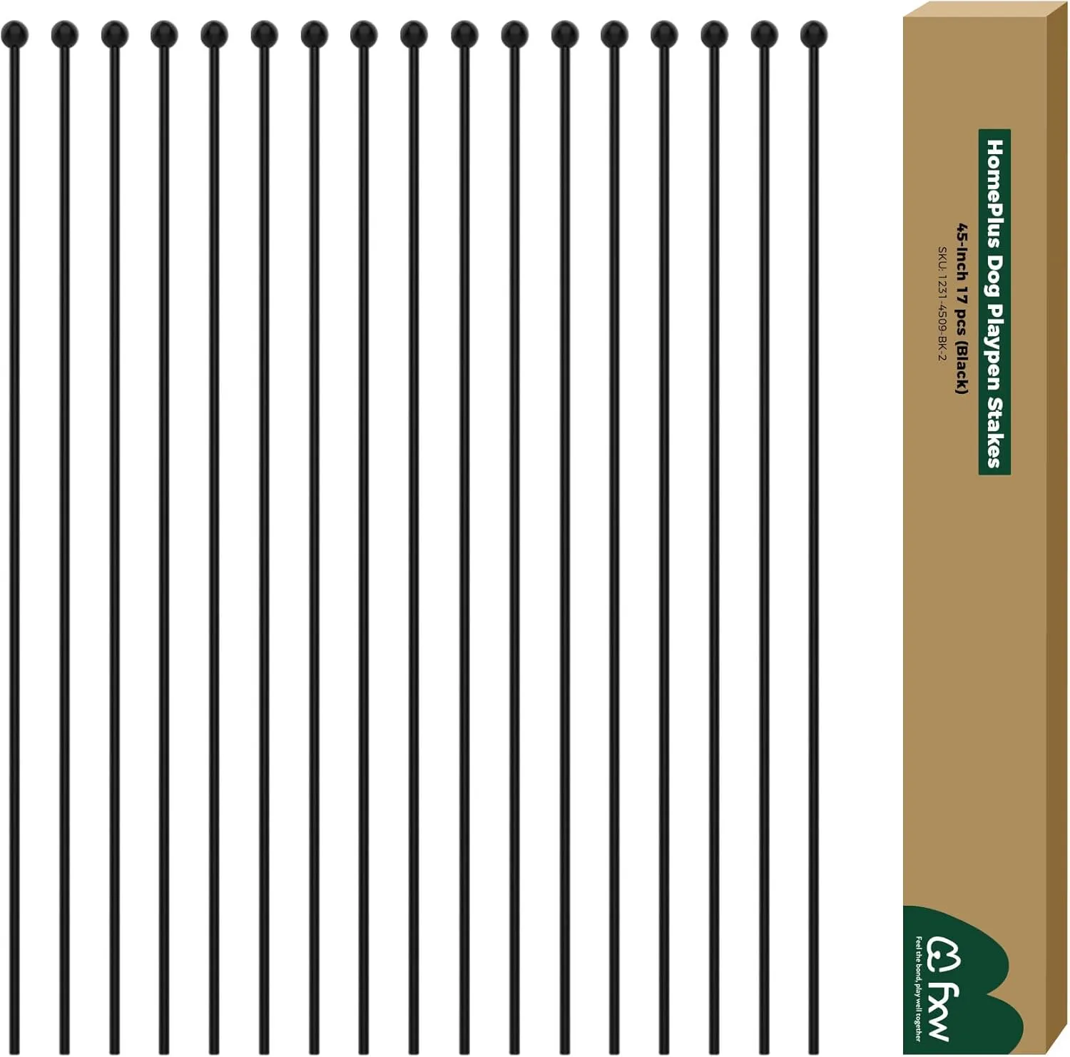 FXW Indoor Dog Playpen Stakes, Additional Long Rods - Metal Post Replacement Pet Exercise Pen Accessories for Indoor Use, 17PCS, 45inch | Patented