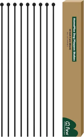 FXW Indoor Dog Playpen Stakes, Additional Long Rods - Metal Post Replacement Pet Exercise Pen Accessories for Indoor Use, 9PCS, 40inch | Patented