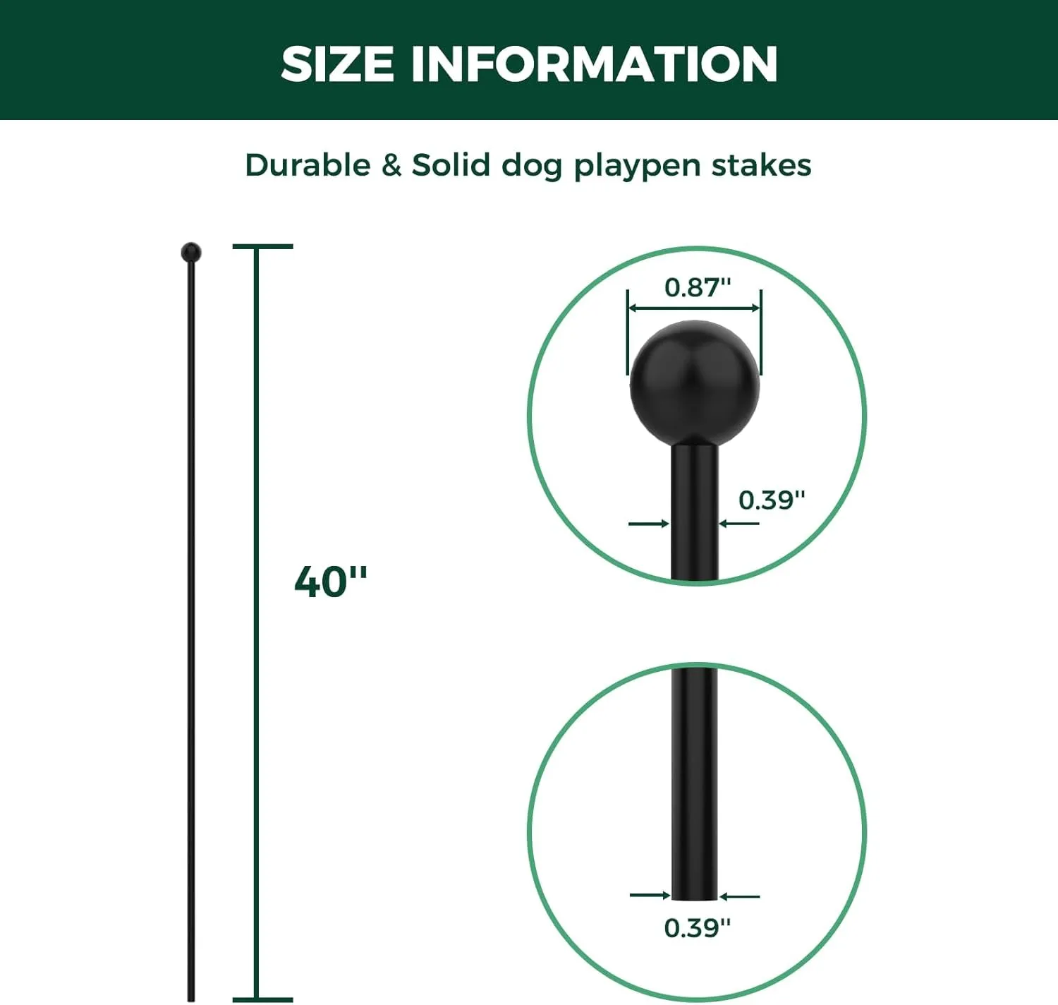 FXW Indoor Dog Playpen Stakes, Additional Long Rods - Metal Post Replacement Pet Exercise Pen Accessories for Indoor Use, 9PCS, 40inch | Patented