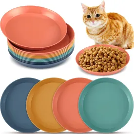 Gerrii 12 Pieces Whisker Fatigue Relief Cat Bowl 6 Inch Round Shallow Cat Food Dish Wet Feeding Bowls Wide and Small Pet Plate for Kittens and Short Legged Kitten, Wheat Straw(Vintage Colors)