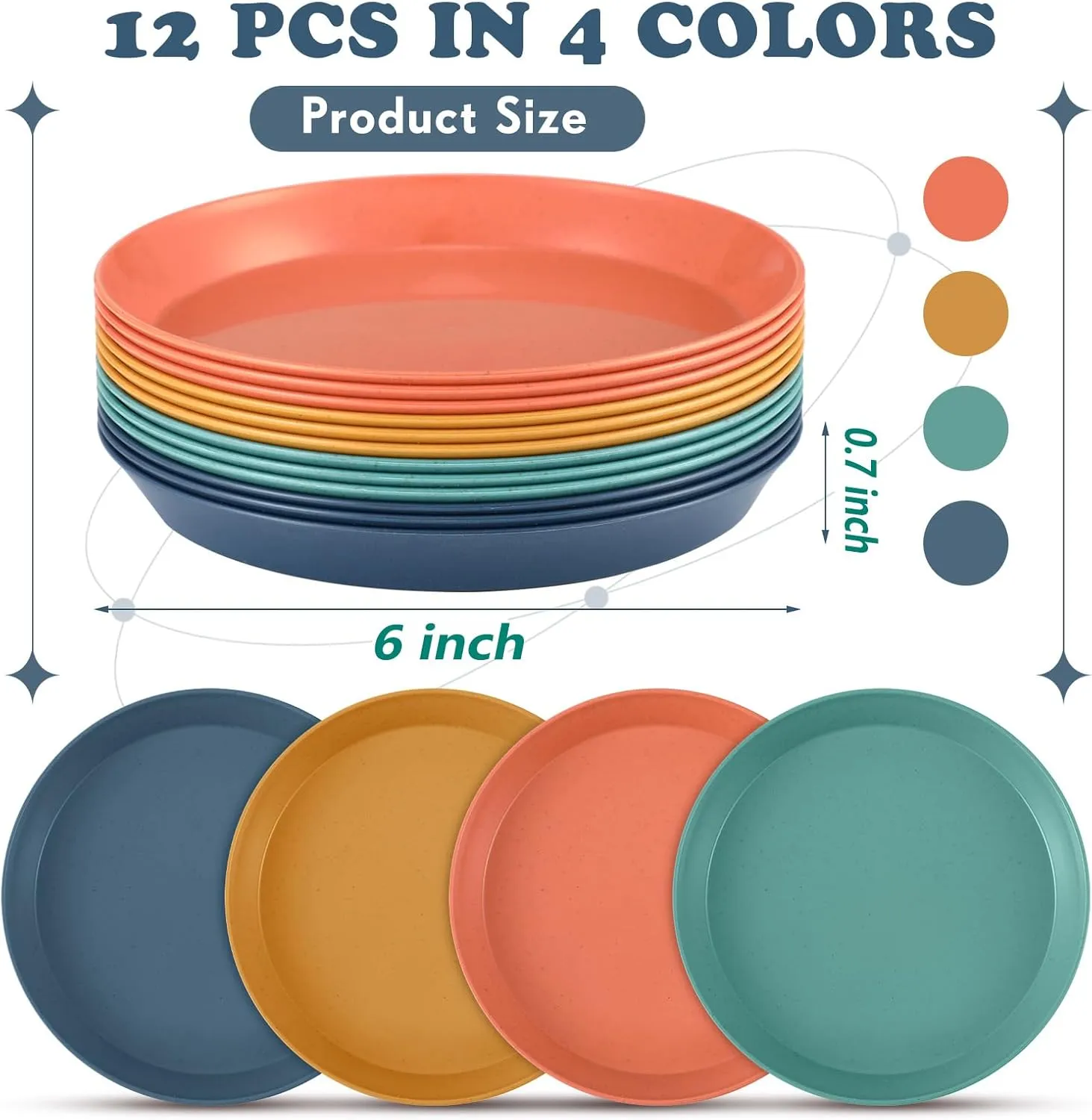Gerrii 12 Pieces Whisker Fatigue Relief Cat Bowl 6 Inch Round Shallow Cat Food Dish Wet Feeding Bowls Wide and Small Pet Plate for Kittens and Short Legged Kitten, Wheat Straw(Vintage Colors)