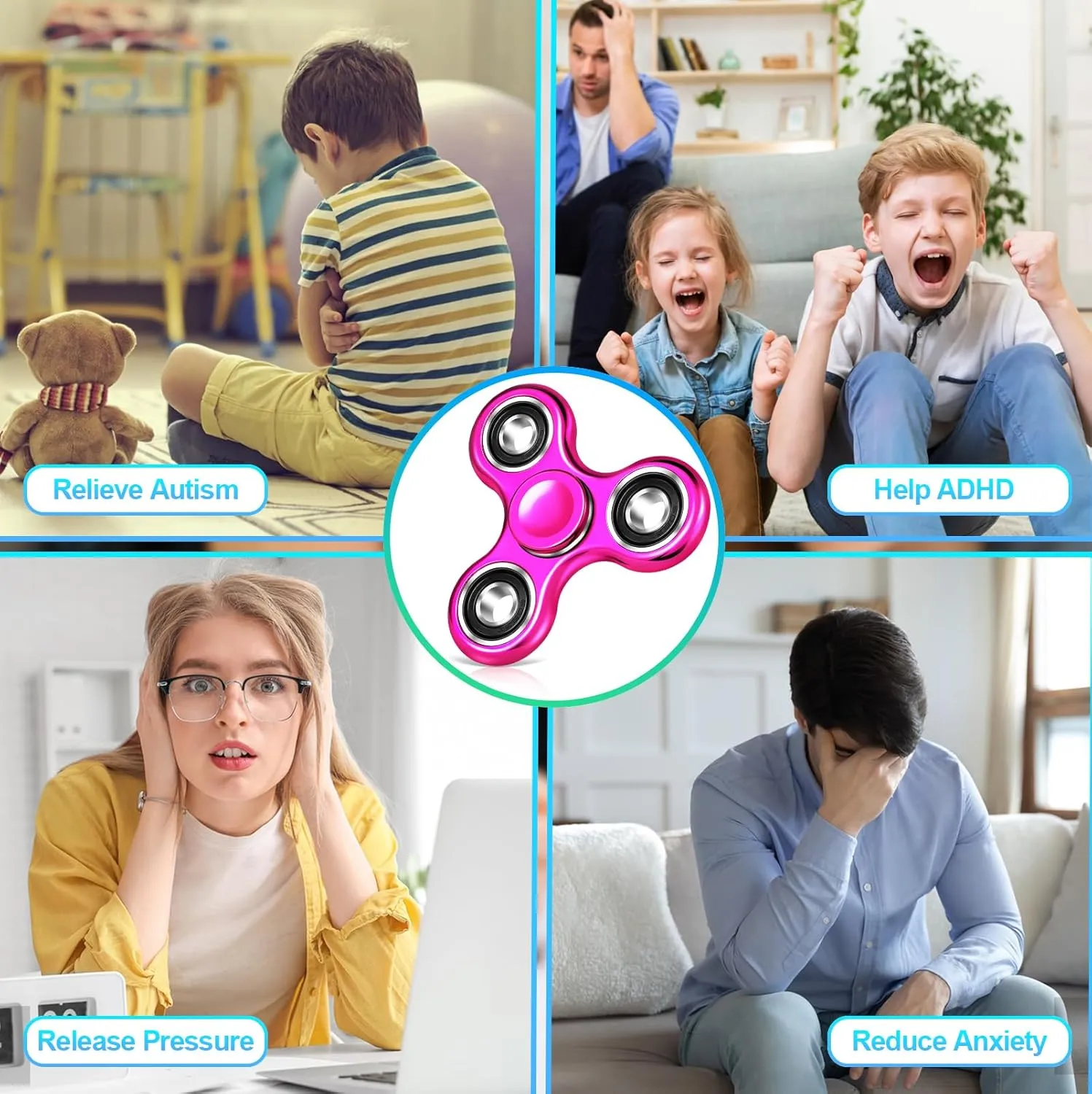 Gigilli Fidget Spinner 1 Pack, Sensory Fidget Spinners Anxiety Relief for Adults, Stress Relief Fidget Toys for Kids 8-12 with ADHD Autism, Birthday Gifts Classroom Prize for Kids Teens