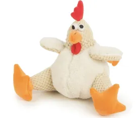 goDog Checkers, Fat White Corduroy Rooster W/Chew Guard, Large
