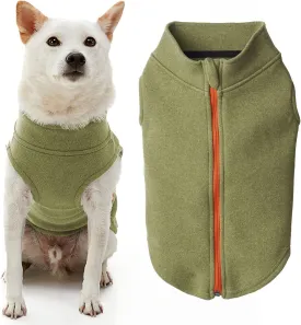 Gooby Zip-Up Microfiber Fleece Dog Sweater - Green, X-Small - Warm Double-Layered Soft Microfiber Fleece Step-In Dog Jacket Without Leash - Winter Sweater for Small - Medium Dogs