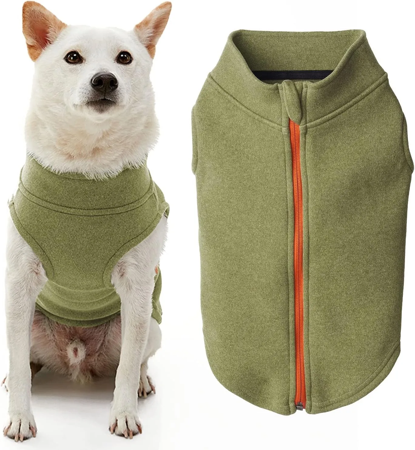Gooby Zip-Up Microfiber Fleece Dog Sweater - Green, X-Small - Warm Double-Layered Soft Microfiber Fleece Step-In Dog Jacket Without Leash - Winter Sweater for Small - Medium Dogs