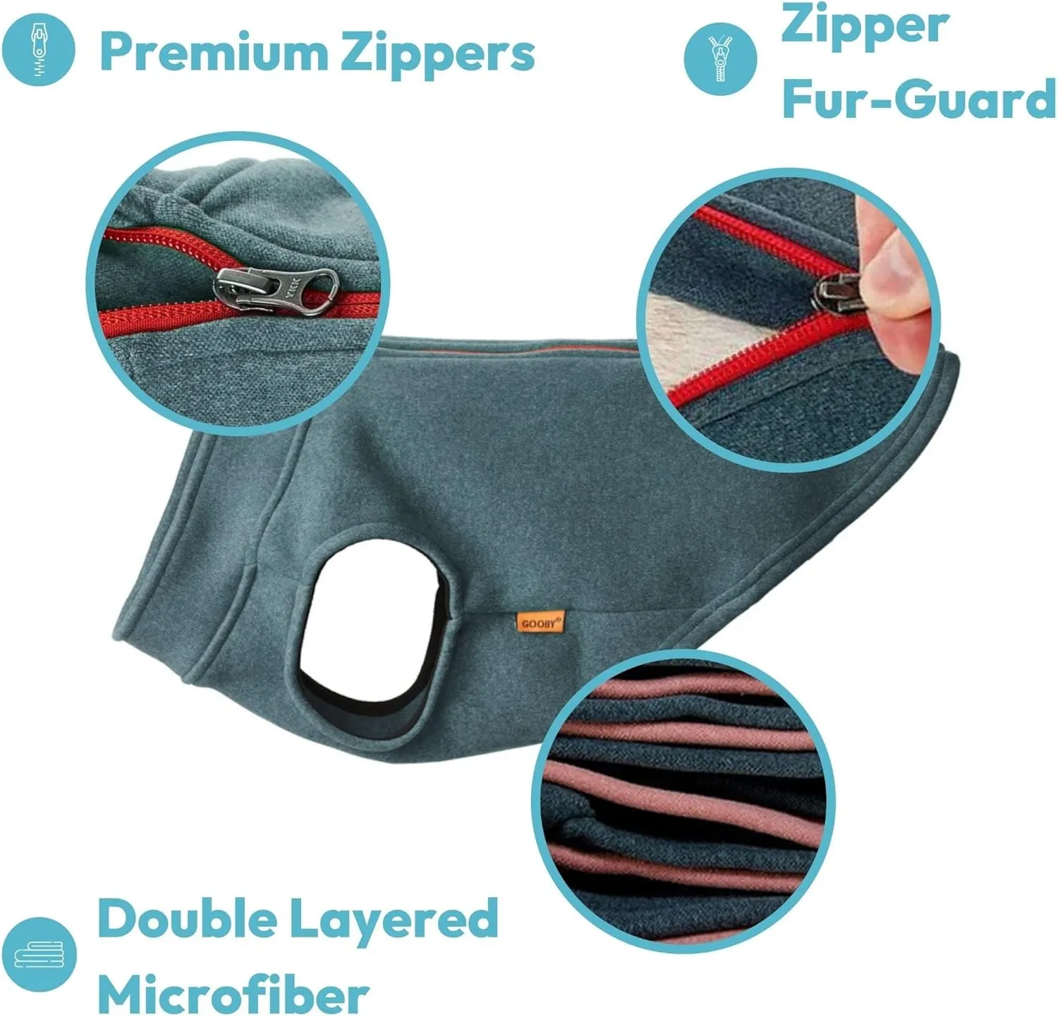 Gooby Zip Up Microfiber Fleece Dog Sweater - Pink, X-Small - Warm Double Layered Soft Microfiber Fleece Step-in Jacket Without Ring Leash - Winter Sweaters for Small & Medium Dogs
