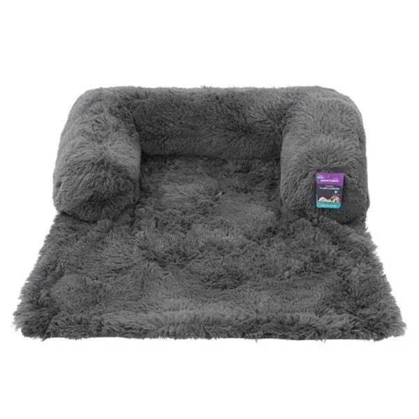 Grey Calming Plush Lounger - 102cm x 89cm x 16cm