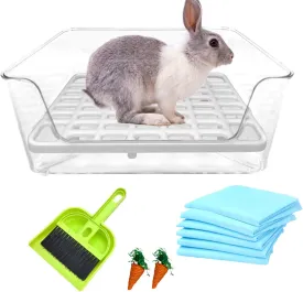 Hamiledyi Rabbit Litter Box Potty Small Animal Bunny Litter Toilet Plastic Square Cage Litter Box Training for Guinea Pigs Chinchilla Ferret and Small Furry Animals(10 Pcs) (White)