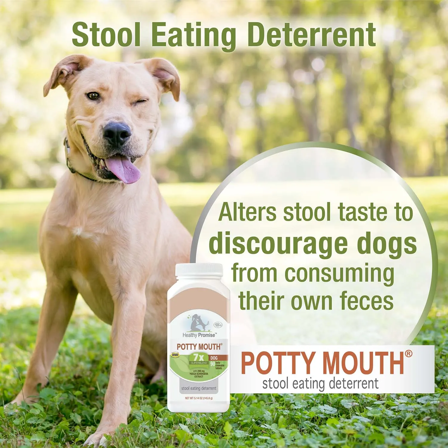 Healthy Promise Potty Mouth Tablets, Coprophagia Stool Eating Deterrent for Dogs, 90 ct