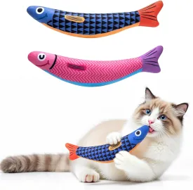 Interactive Cat Toys with [5000mg A  Organic Catnip] [Baby Grade] Soft Chew Kicker Cat Toys for Indoor Cats & Kittens,Crinkle &Rattle Fish Sound Toy,Drives Bored Cats Crazy with Fun,2 Pack