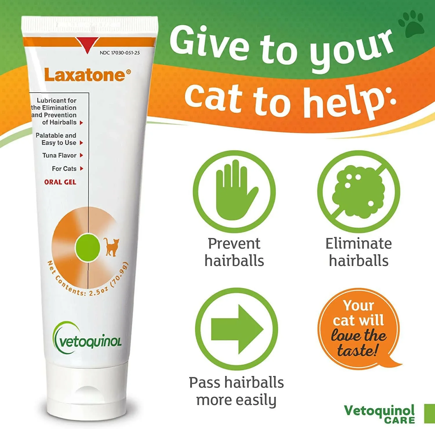 Laxatone Gel Hairball Control for Cats (Tuna Flavor)
