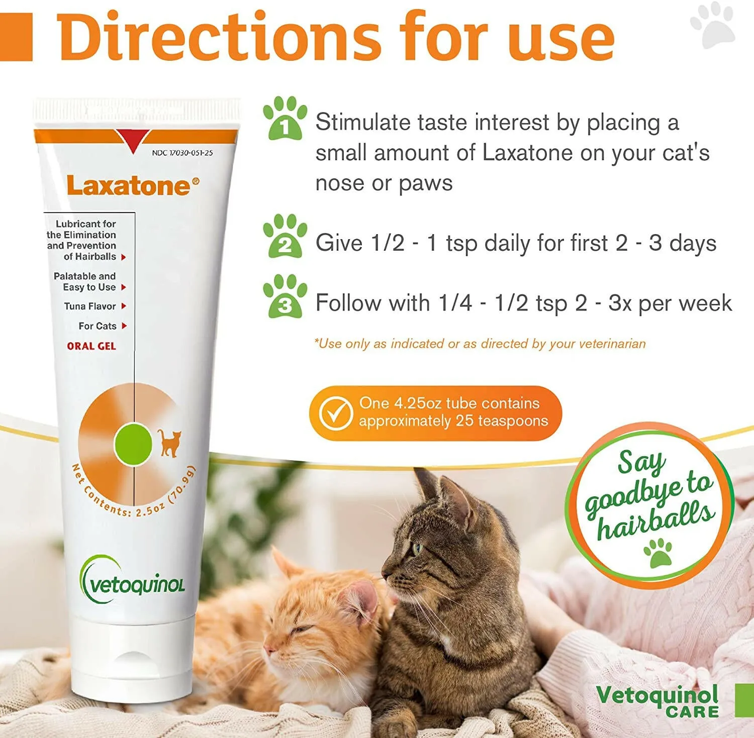 Laxatone Gel Hairball Control for Cats (Tuna Flavor)