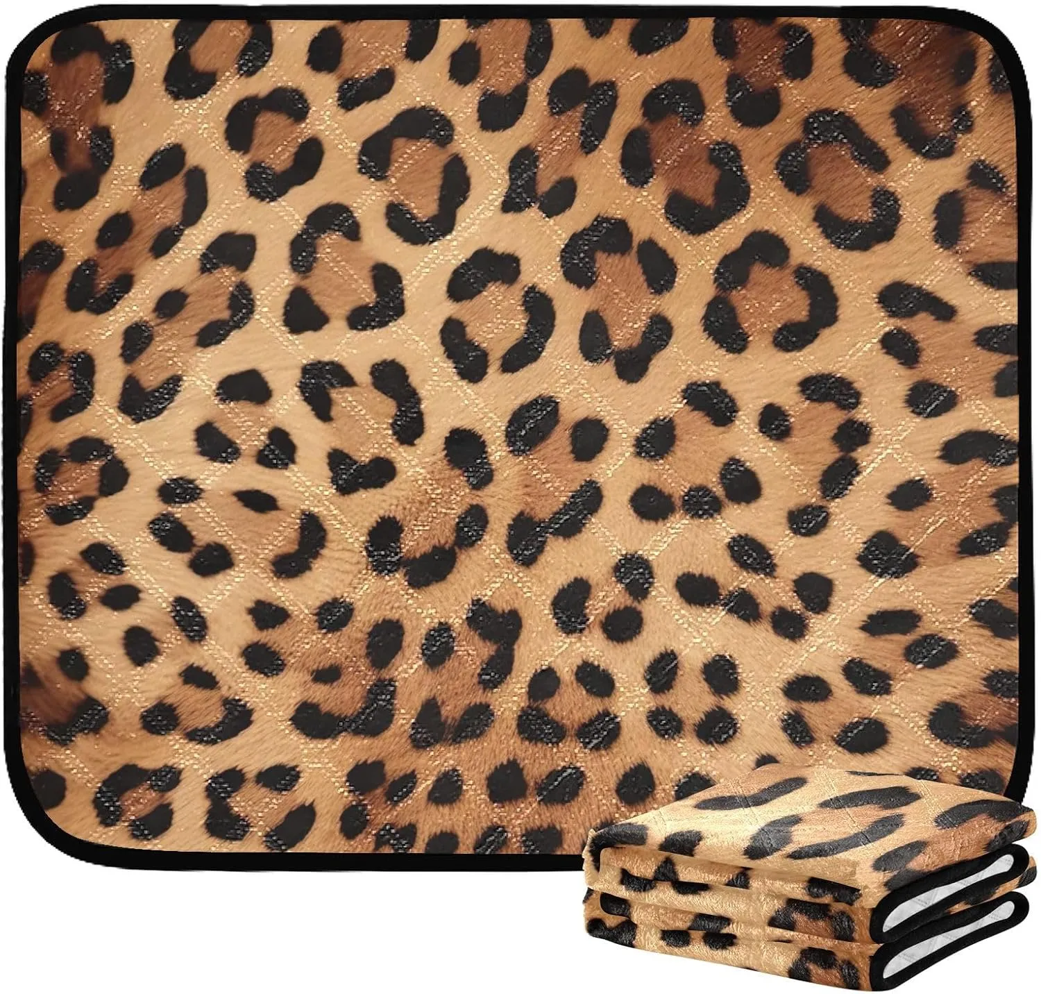 Leopard Print Pee Pads for Dogs, 2-Pack Washable Puppy Pads Reusable Dog Pee Pad Non-Slip Training Pads for Potty, Crate, Bed, 24x36in   36x42in