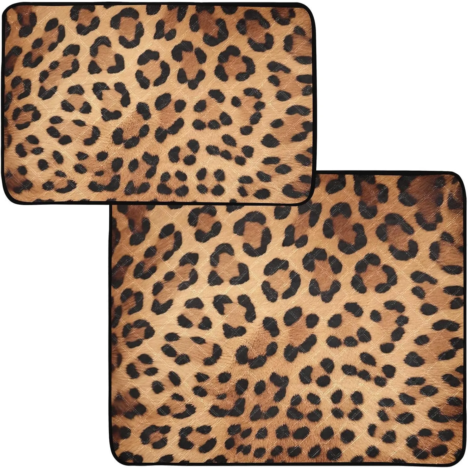 Leopard Print Pee Pads for Dogs, 2-Pack Washable Puppy Pads Reusable Dog Pee Pad Non-Slip Training Pads for Potty, Crate, Bed, 24x36in   36x42in