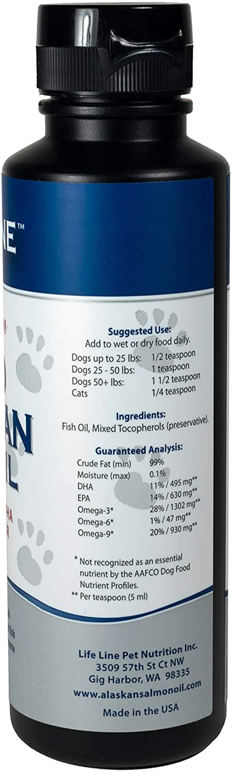 Life Line Pet Nutrition Wild Alaskan Fish Oil Omega-3 Supplement for Skin & Coat – Supports Brain, Eye & Heart Health in Dogs & Cats