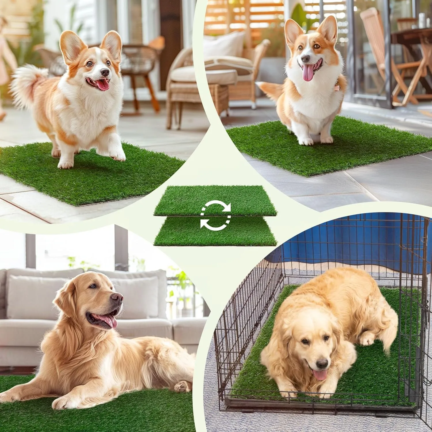 LOOBANI Dog Grass Pee Pads, Artificial Dog Grass Pads for Potty Tray, Fake Grass for Dogs to Pee On, Outdoor Indoor Pee Grass for Dog Potty(14*18 inch)