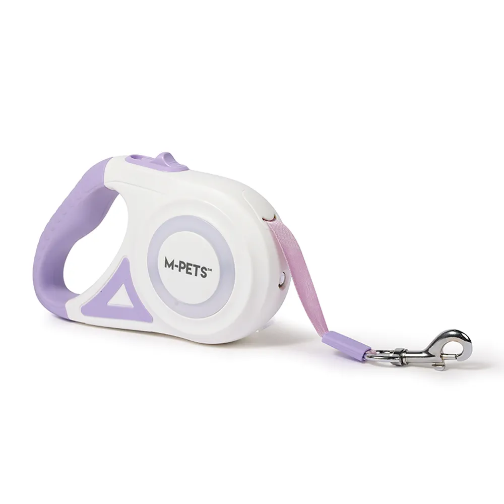 M-PETS Flash Retractable Leash White & Purple