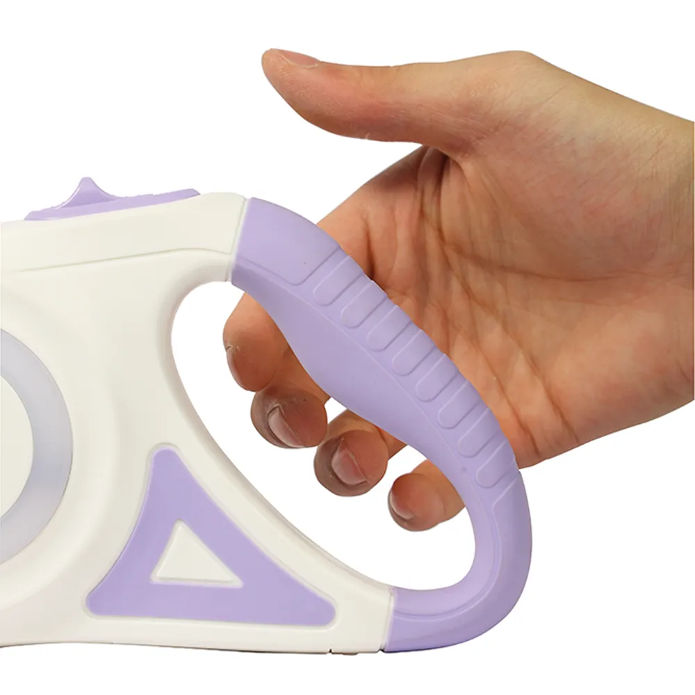 M-PETS Flash Retractable Leash White & Purple