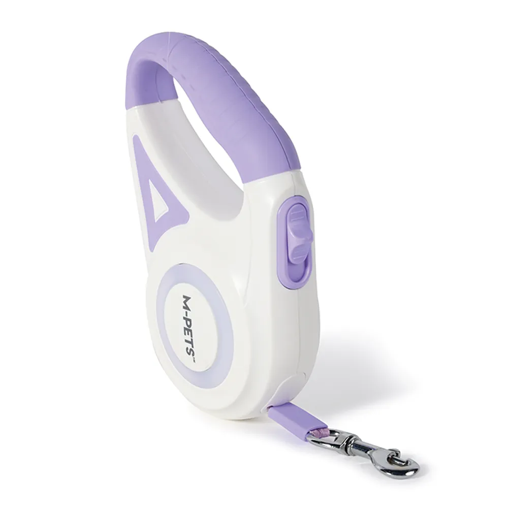 M-PETS Flash Retractable Leash White & Purple