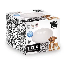 M-PETS Freestyle Tilt'd Raised Ceramic Bowl Black & White