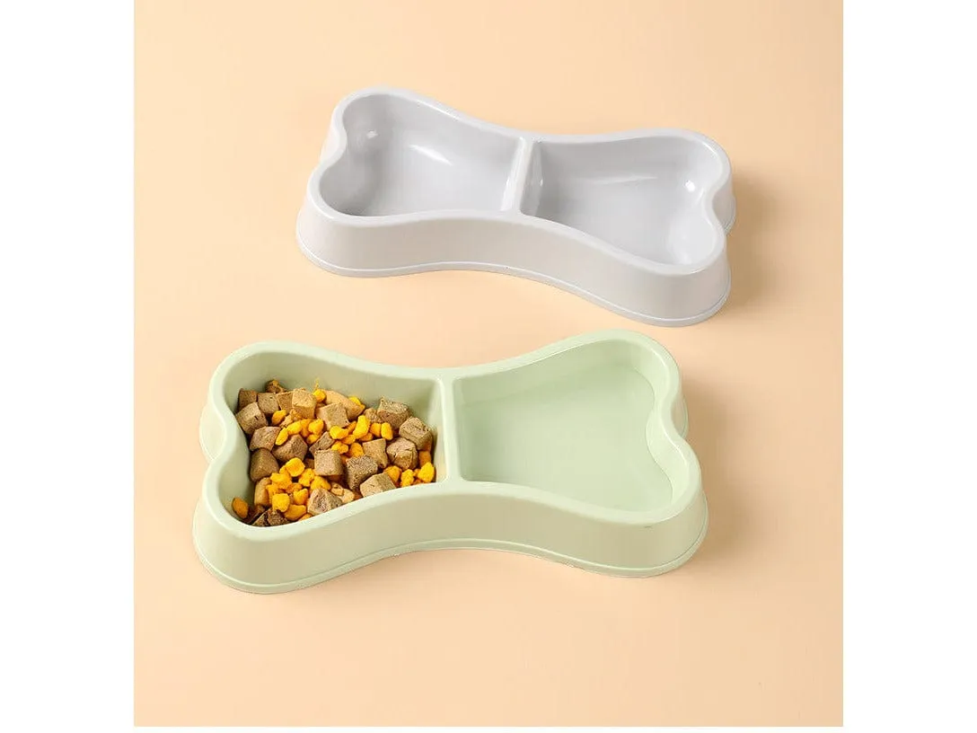 Macaron Plastic Bone-Shaped Double Bowl 24*12.5*3.5Cm