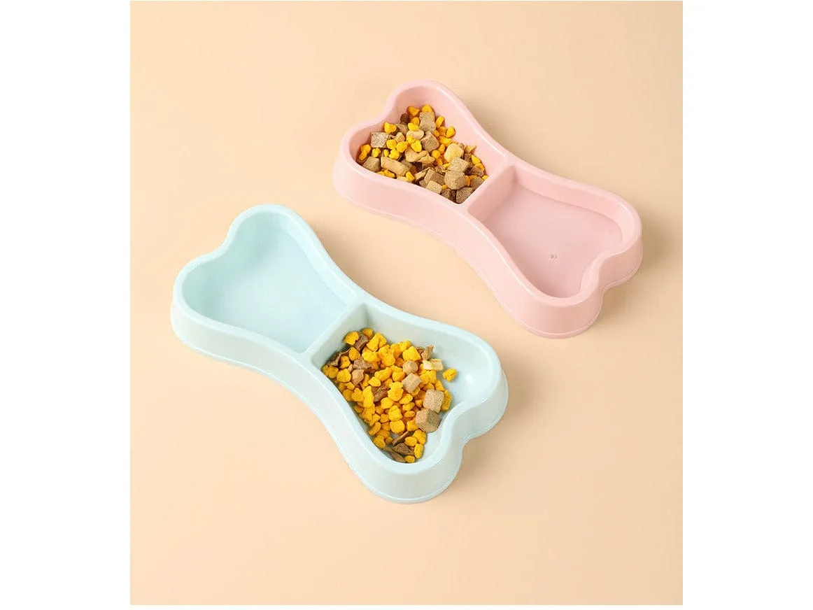 Macaron Plastic Bone-Shaped Double Bowl 24*12.5*3.5Cm