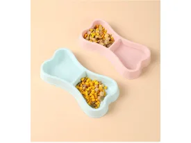 Macaron Plastic Bone-Shaped Double Bowl 24*12.5*3.5Cm