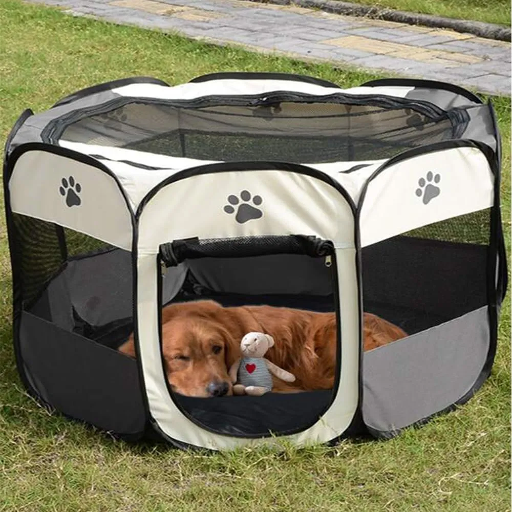Mile High Life | Foldable Dog Playpen | Portable Dog Crate w Removable Shade Cover | Dog Kennel Indoor/Outdoor w Carry Case | Pen Tent for Dog/Cat/Rabbit(Gray, Large (45"x45"x23"))