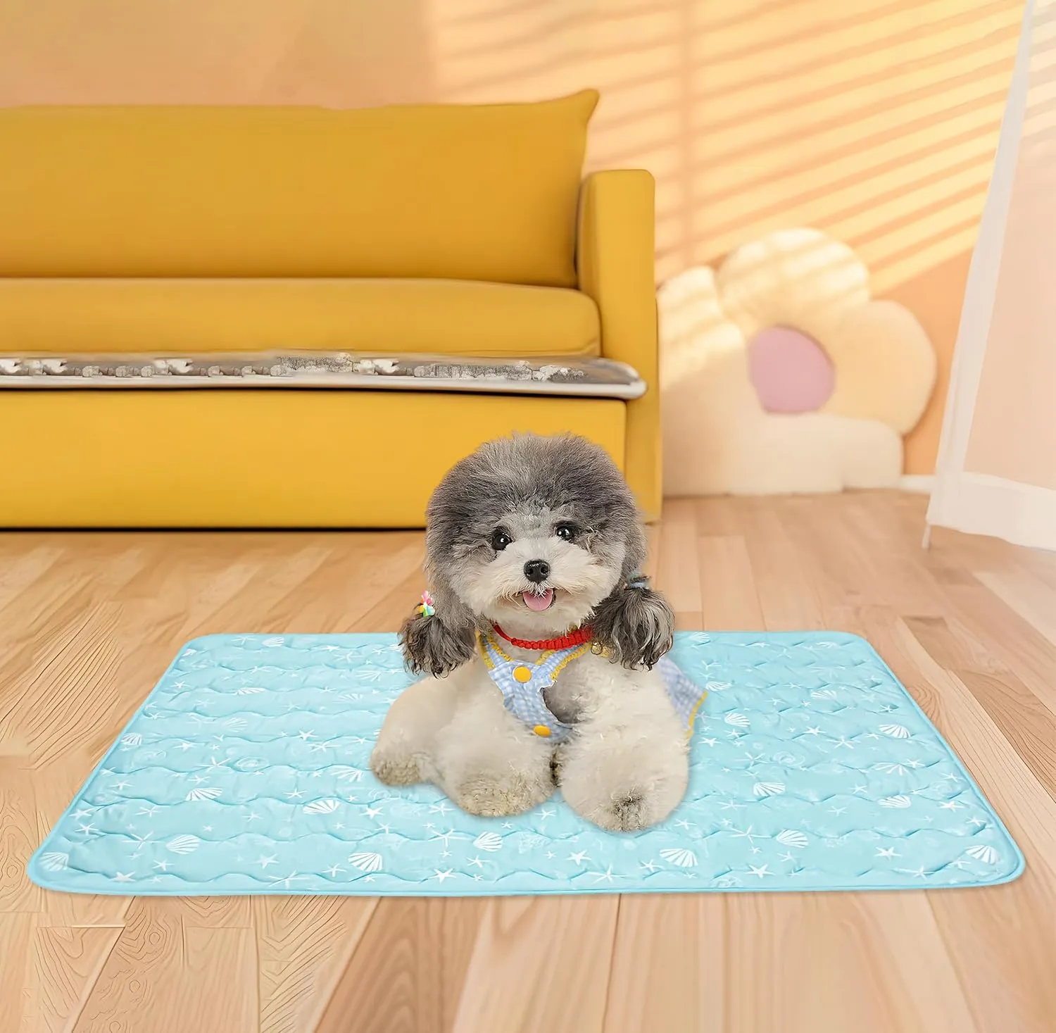 NACOCO Pet Summer Cooling Blanket - 35.4" x 49.2" Double-Sided Mat Dog Puppy Self Cat Pad Bed Cover for Home Outdoor Sofa Sleeping Washable Portable Lightweight Small Medium Large(Blue,M)
