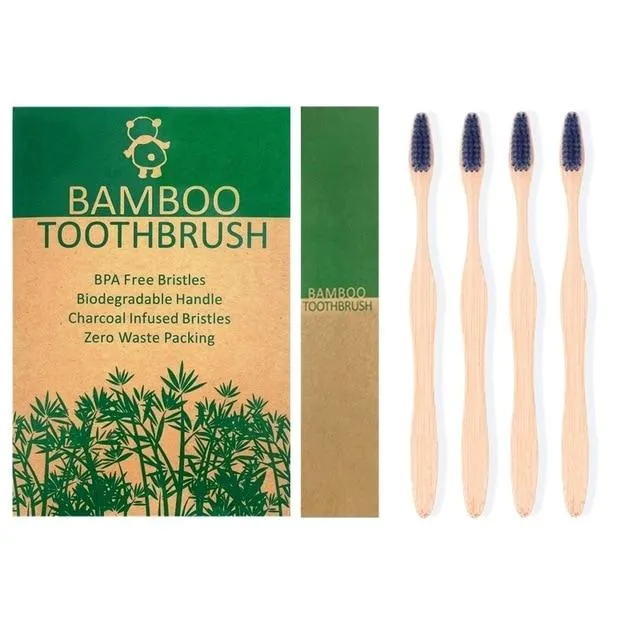 Natural Bamboo Toothbrush 4 pack