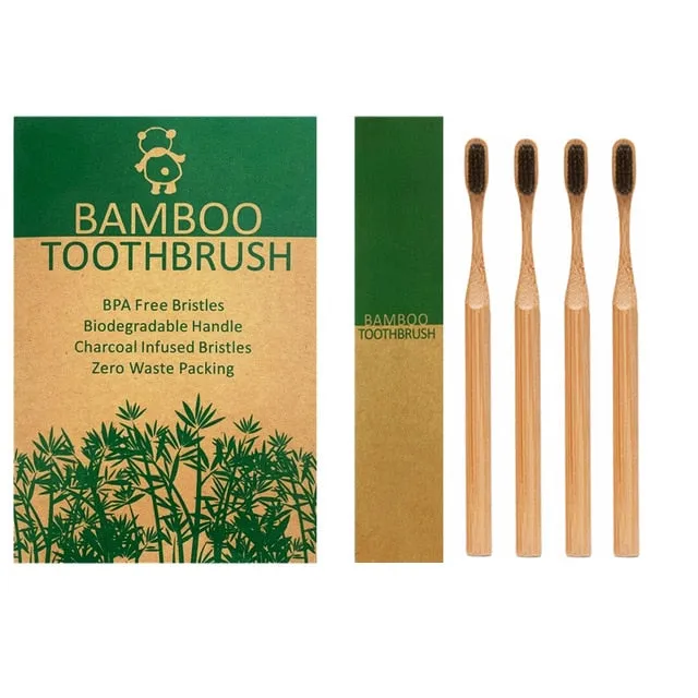 Natural Bamboo Toothbrush 4 pack