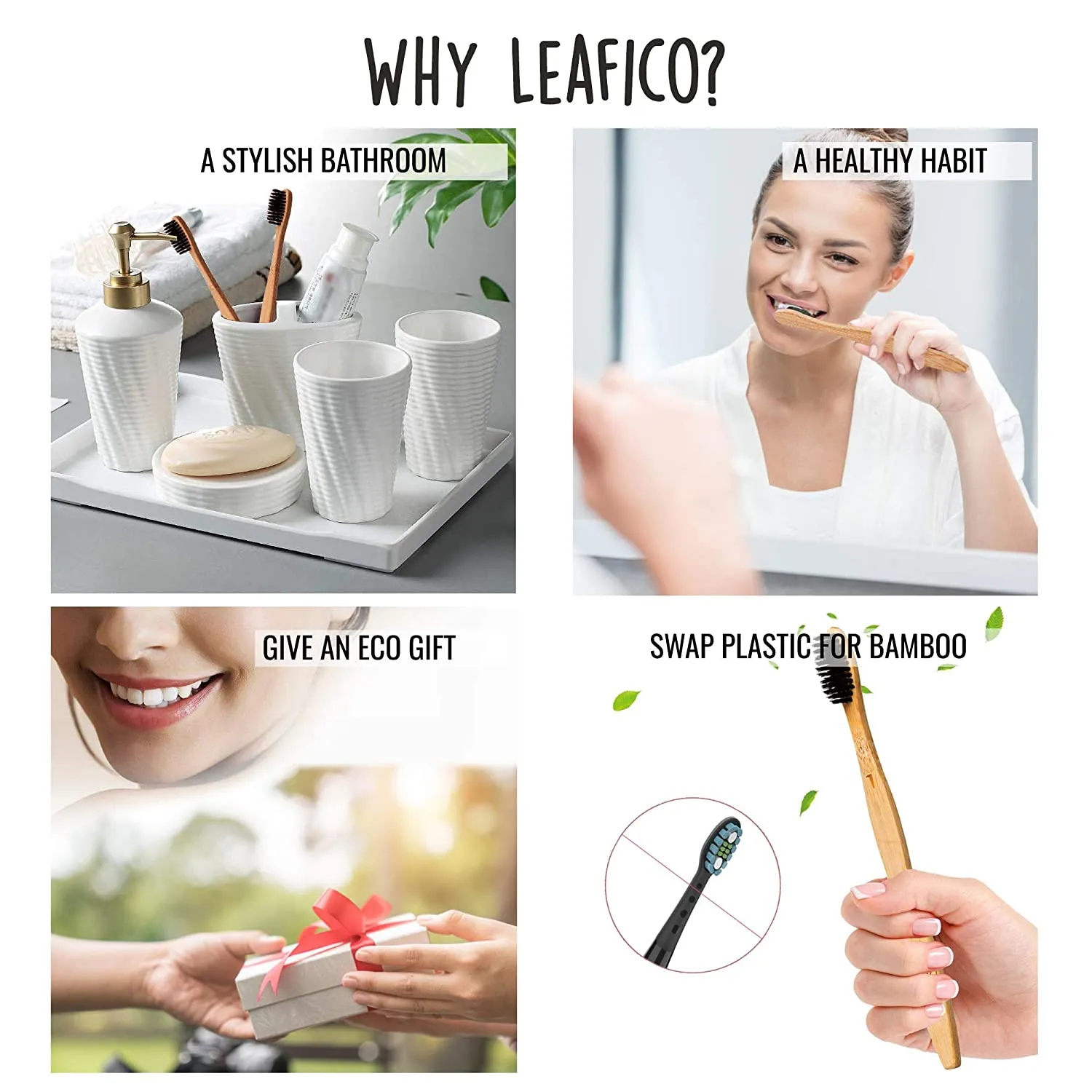 Natural Bamboo Toothbrush 4 pack