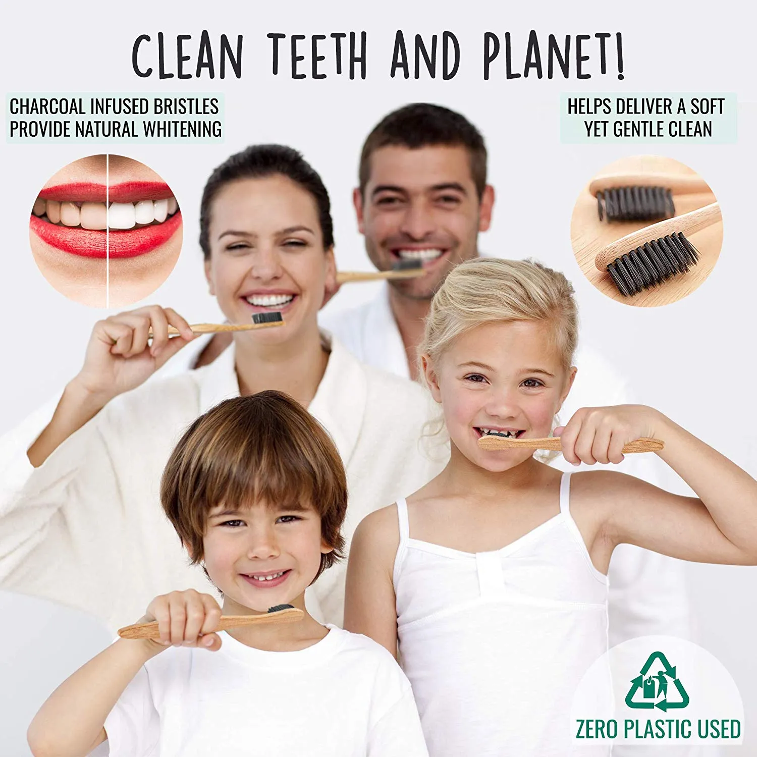 Natural Bamboo Toothbrush 4 pack