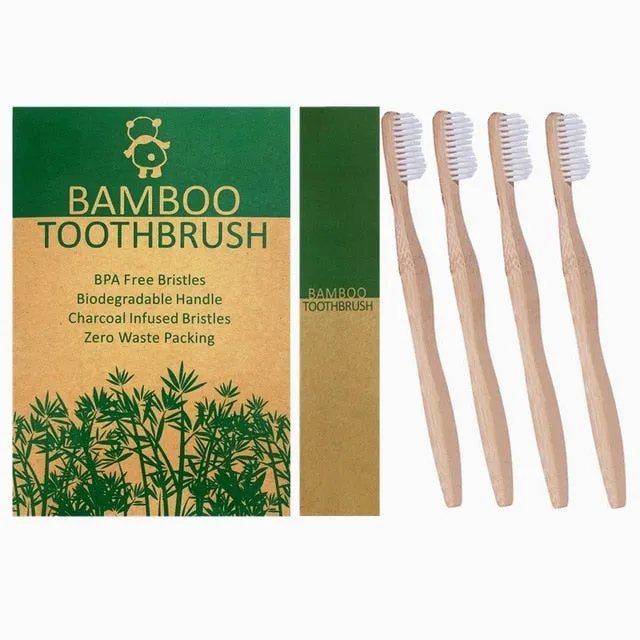 Natural Bamboo Toothbrush 4 pack