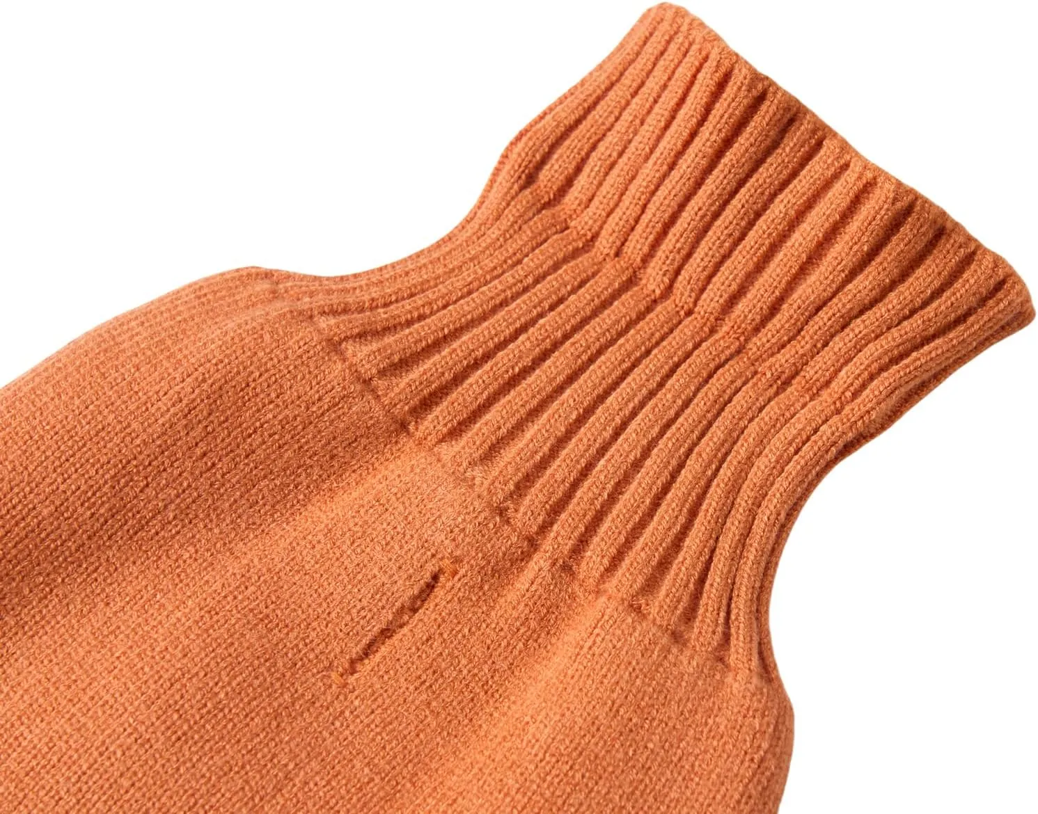 Orange Knitted Dog Sweater Dress, Plaid Girl Dog Clothes Winter for Small Dogs, Terrier Doggy Pet Apparel, Medium (M)