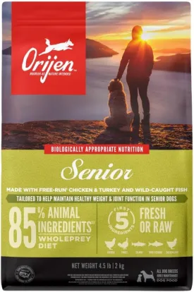 ORIJEN Senior Dry Dog Food, Grain Free Dry Dog Food for Senior Dogs, Fresh or Raw Ingredients, 4.5lb