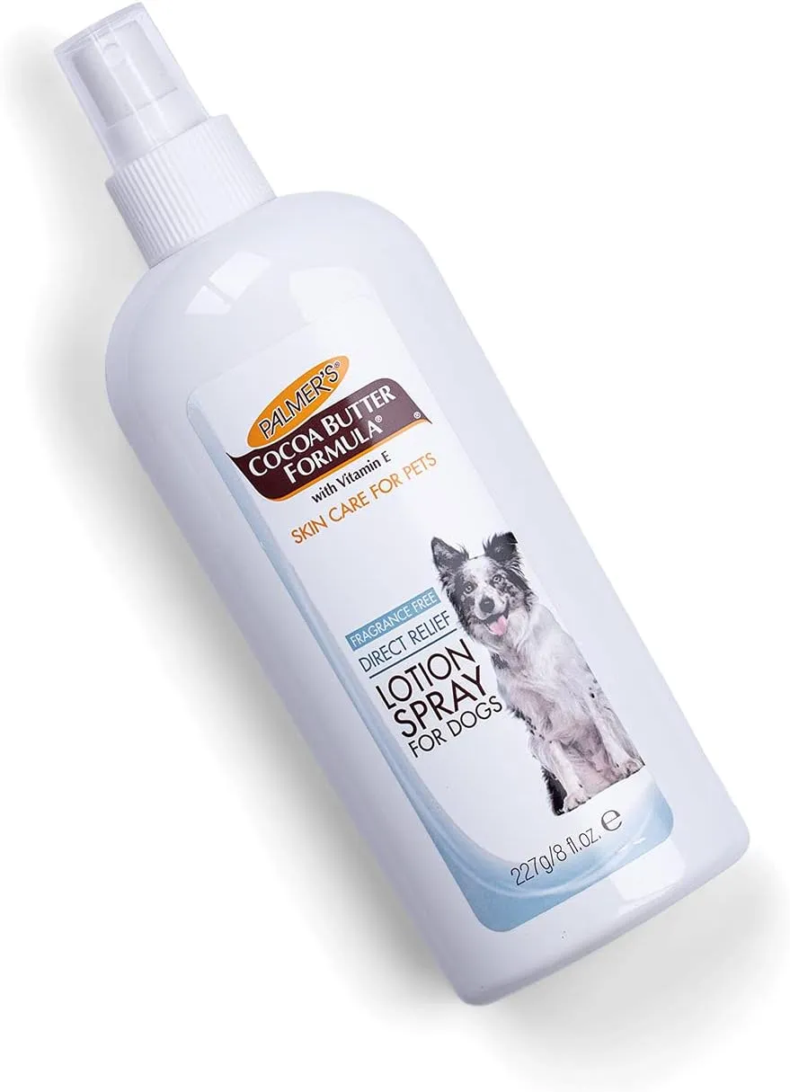 Palmer's for Pets Cocoa Butter Formula Direct Relief Lotion Spray for Dogs with Vitamin E | Fragrance Free Dog Lotion for Dry Itchy Skin Spray On Lotion for Dogs - 8 oz (FF15584)