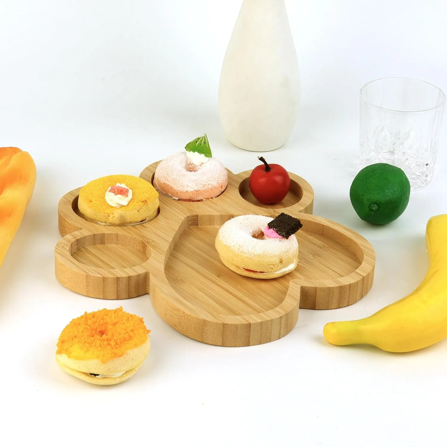 Paw Shaped Serving Tray with 5 Grooves 10 inch Wooden Cutting Board Claw Candy Dish Bowl (Paw)