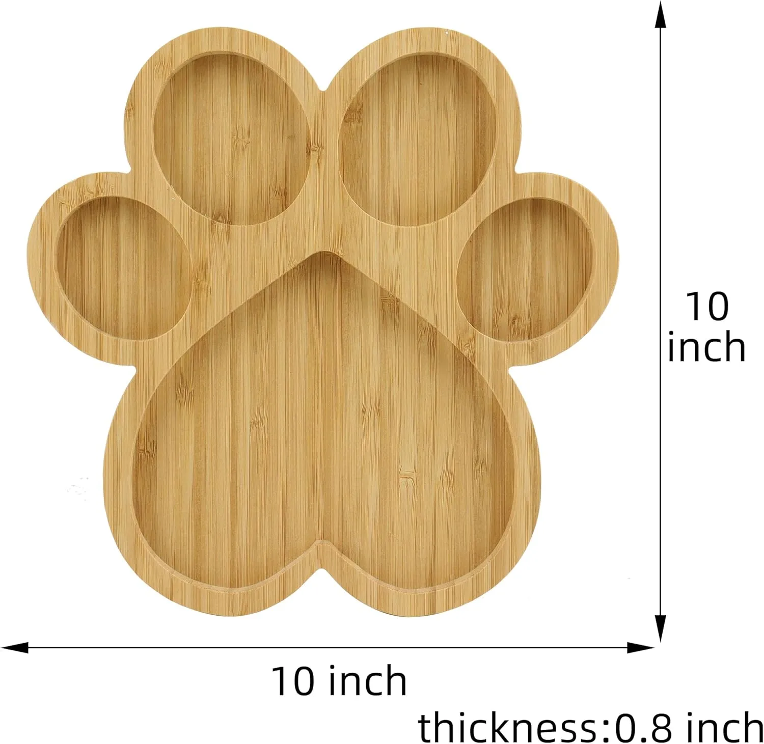 Paw Shaped Serving Tray with 5 Grooves 10 inch Wooden Cutting Board Claw Candy Dish Bowl (Paw)