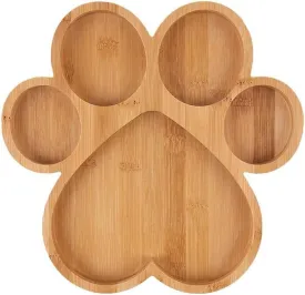 Paw Shaped Serving Tray with 5 Grooves 10 inch Wooden Cutting Board Claw Candy Dish Bowl (Paw)