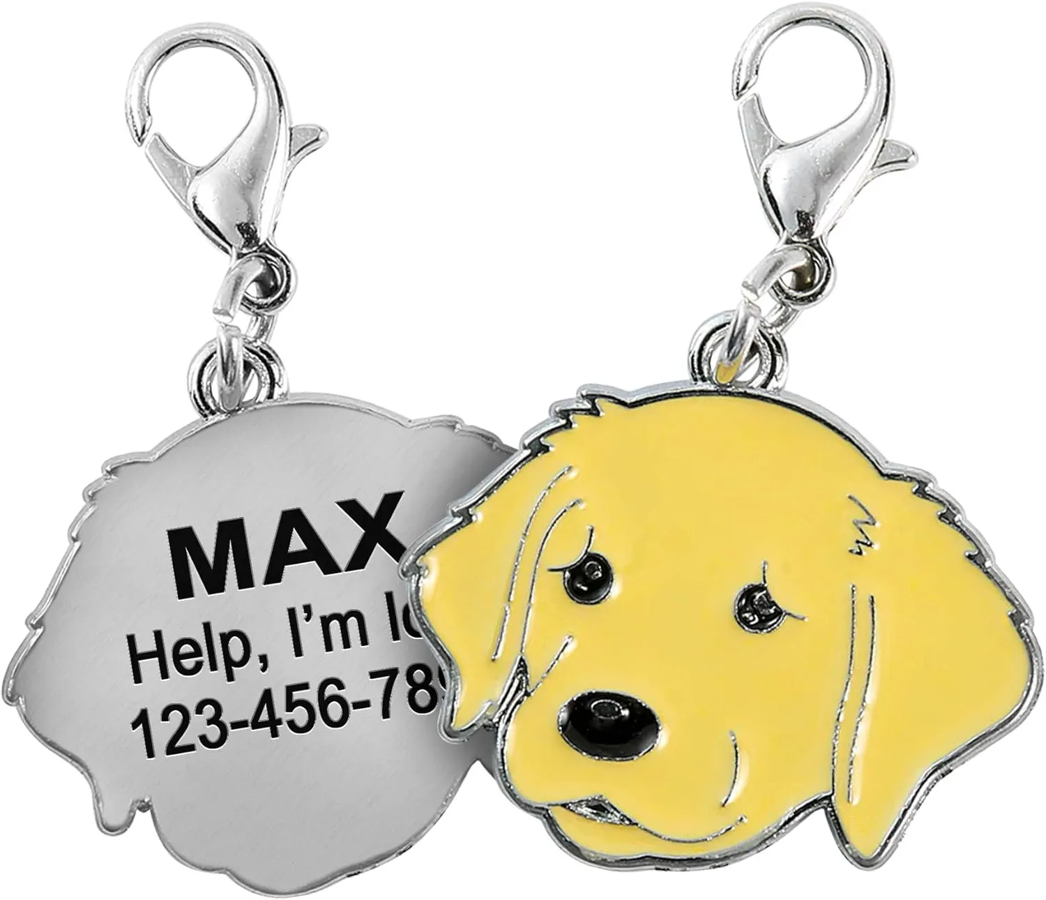 PAWNIMALS Custom Dog Breeds Name Tag ID, Personalized Stainless Steel Engraved Tag with Ring Included, Siberian Husky, Golden, Schnauzer and more (Dog breeds)