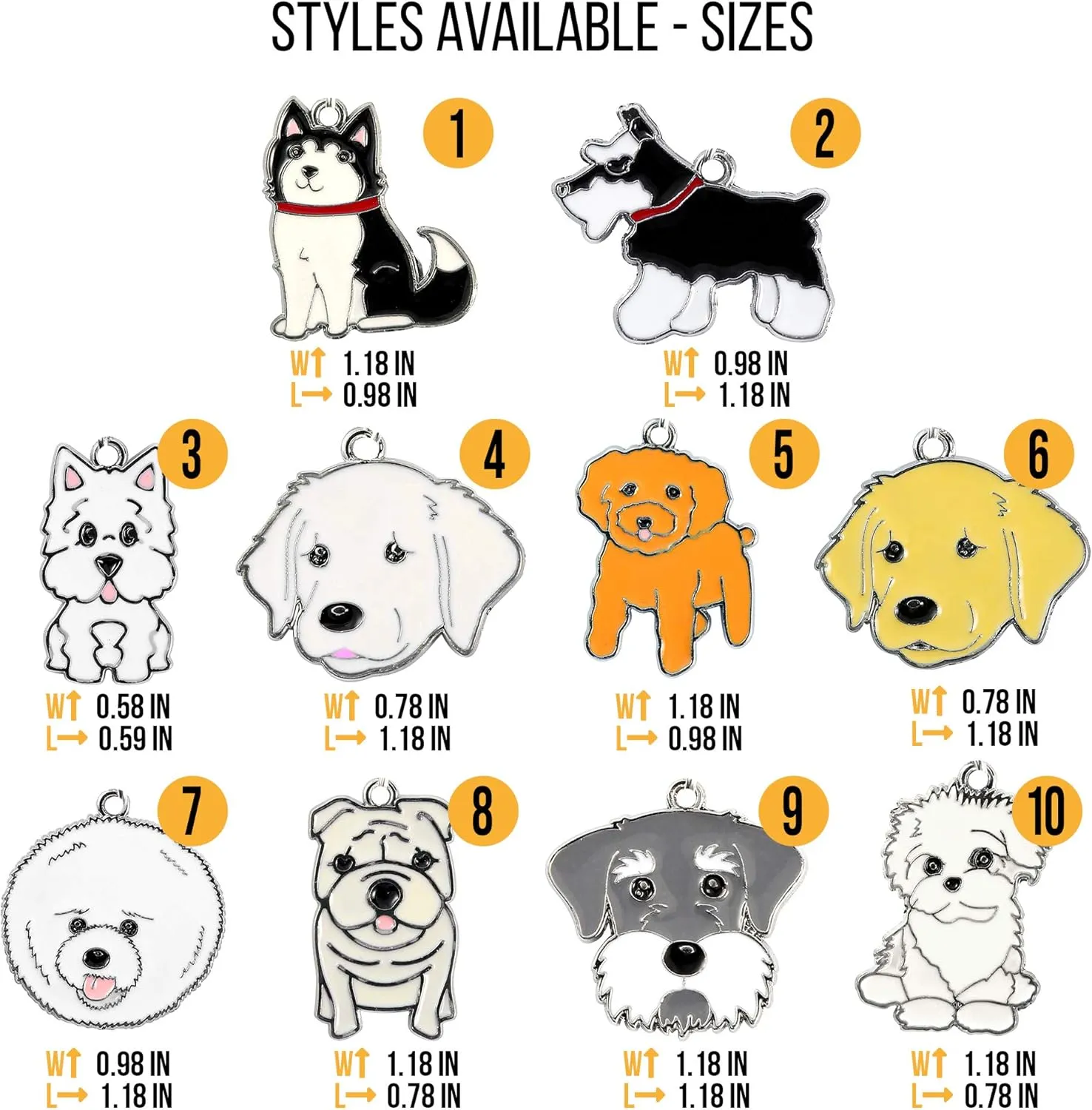 PAWNIMALS Custom Dog Breeds Name Tag ID, Personalized Stainless Steel Engraved Tag with Ring Included, Siberian Husky, Golden, Schnauzer and more (Dog breeds)