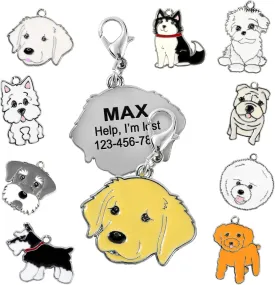 PAWNIMALS Custom Dog Breeds Name Tag ID, Personalized Stainless Steel Engraved Tag with Ring Included, Siberian Husky, Golden, Schnauzer and more (Dog breeds)