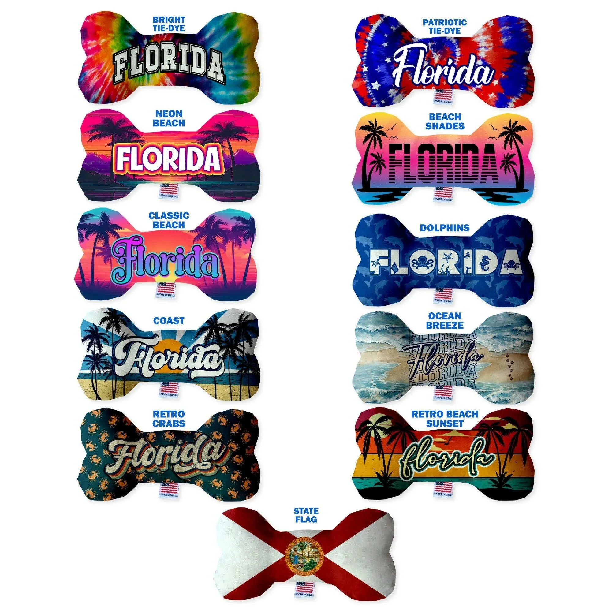 Pet & Dog Plush Bone Toys, "Florida State Options" (Available in