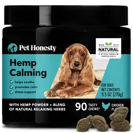 Pet Honesty Hemp and Valerian Root Calming Chicken Chewy Dog Supplements - 90 Count - 9.5 Oz