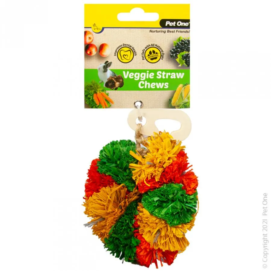 Pet One Veggie Straw Chew Hanging Donut Small Animal Toy^^^