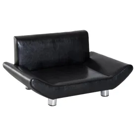 Pet Sofa Couch Bed, PU Leather, Wooden Frame-Black
